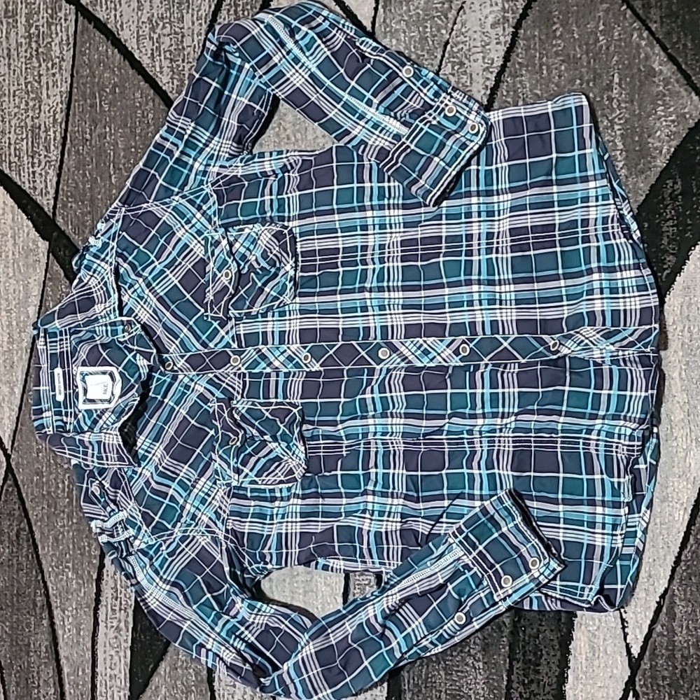 BKE SLIM-FIT STRETCH SNAP-BUTTON PLAID LONG-SLEEVE SHIRT